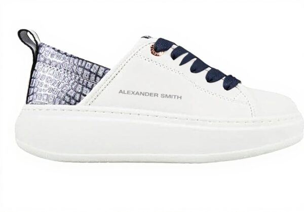 Baskets femme Alexander Smith Eco-Wembley Blanc Dark Avio