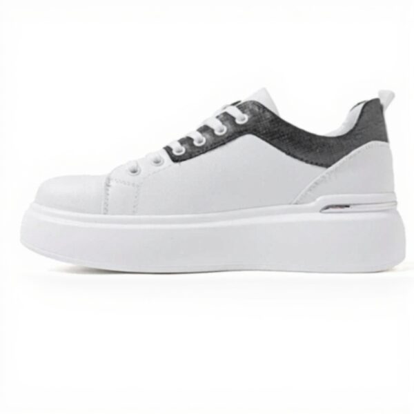Baskets femme QUEEN HELENA similicuir blanc plateau léger