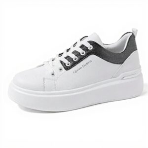 Baskets femme QUEEN HELENA similicuir blanc plateau léger