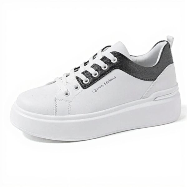 Baskets femme QUEEN HELENA similicuir blanc plateau léger