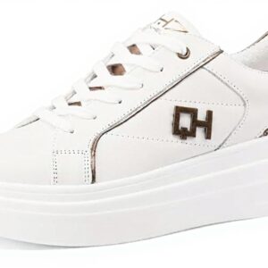 Baskets en cuir QUEEN HELENA platform femmes QH8001 beige