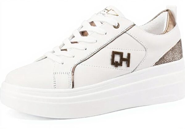 Baskets en cuir QUEEN HELENA platform femmes QH8001 beige