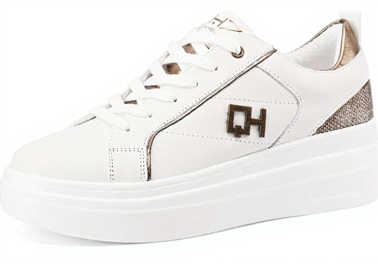 Baskets en cuir QUEEN HELENA platform femmes QH8001 beige