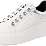 Baskets Platform QUEEN HELENA Femmes Similicuir Blanc Argent-0