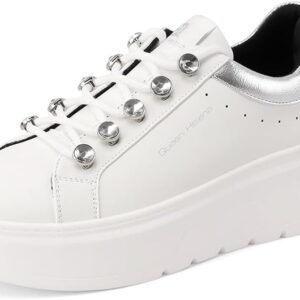 Baskets Platform QUEEN HELENA Femmes Similicuir Blanc Argent-0