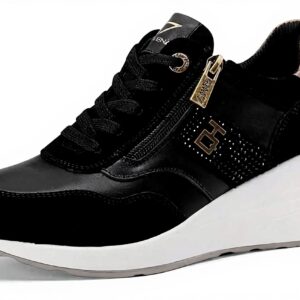 Baskets femme QUEEN HELENA cuir semelle compensée QH8010