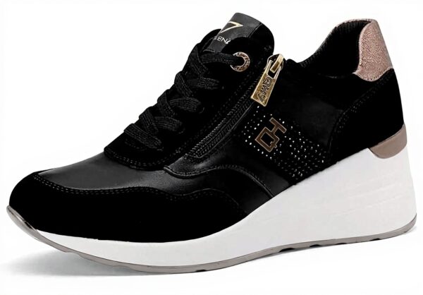 Baskets femme QUEEN HELENA cuir semelle compensée QH8010