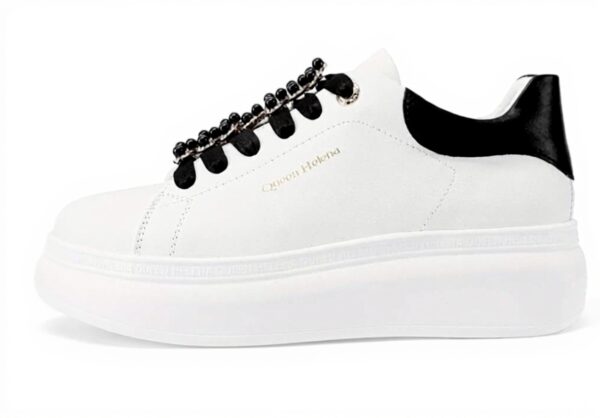 Baskets QUEEN HELENA Platform Perles Femme Cuir Synthétique