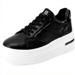 Baskets QUEEN HELENA Platform Confortable Femme Noir Blanc