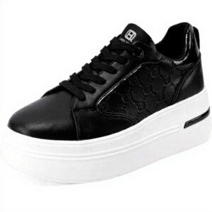 Baskets QUEEN HELENA Platform Confortable Femme Noir Blanc