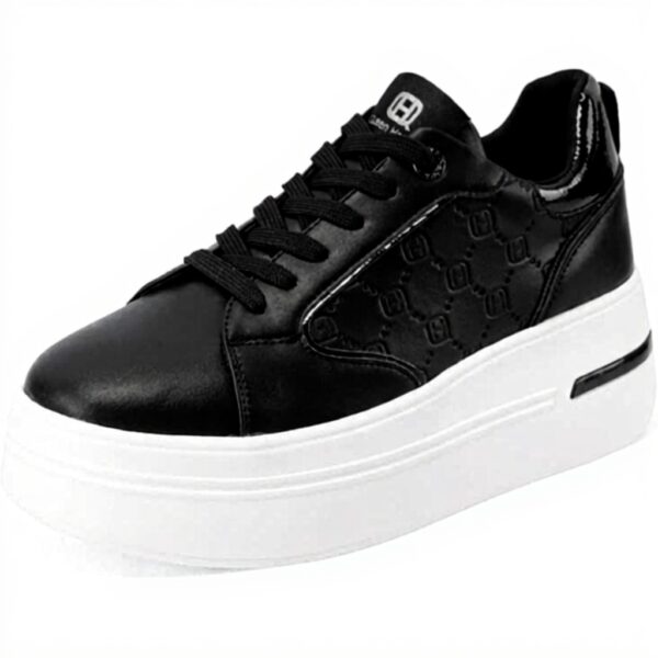 Baskets QUEEN HELENA Platform Confortable Femme Noir Blanc