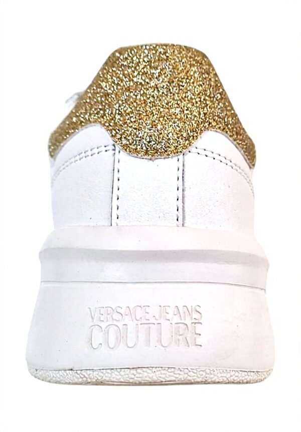 Baskets Versace Jeans Couture Cuir Blanc Or Femme 40 EU