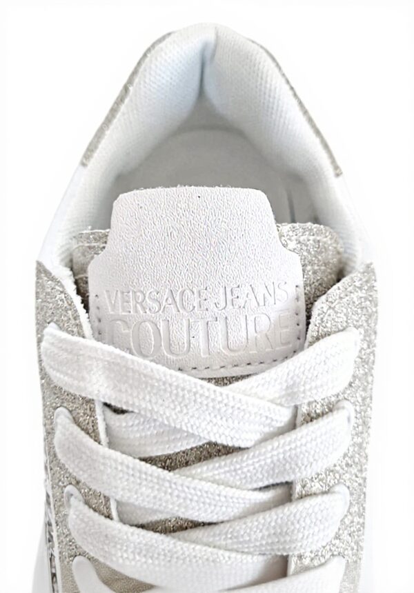 Baskets Versace Jeans Couture Cuir Blanc Or Femme 40 EU