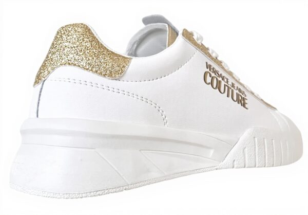 Baskets Versace Jeans Couture Cuir Blanc Or Femme 40 EU