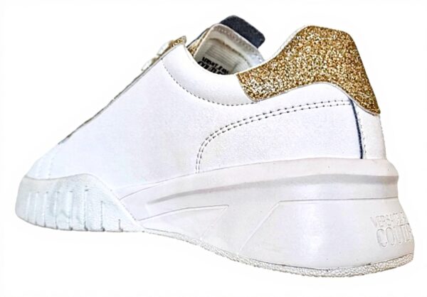 Baskets Versace Jeans Couture Cuir Blanc Or Femme 40 EU