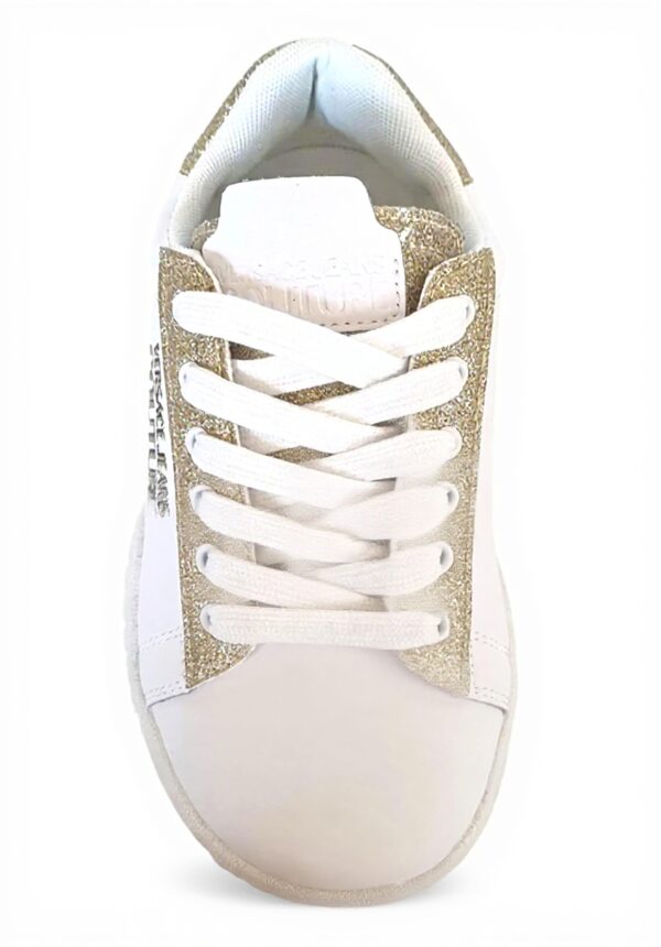 Baskets Versace Jeans Couture Cuir Blanc Or Femme 40 EU