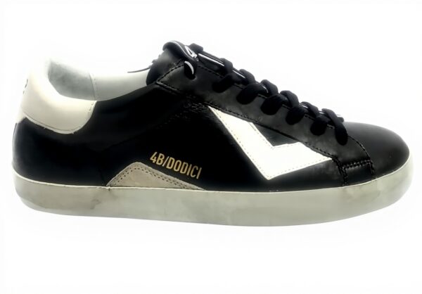 Baskets homme 4B12 en cuir noir blanc design urbain