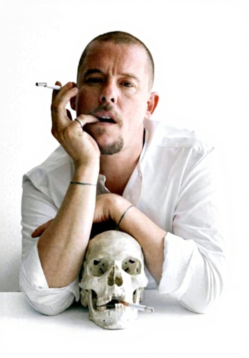 Impression sur toile Alexander McQueen tête de mort dans un salon moderne