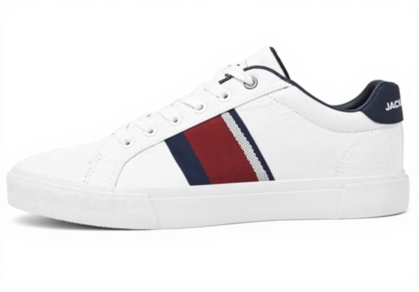 Baskets mode JACK JONES Homme canvas blanc bleu rouge