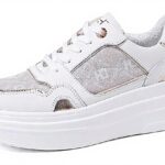 Baskets femme QUEEN HELENA cuir blanc confort casual