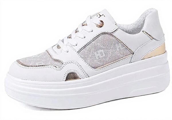Baskets femme QUEEN HELENA cuir blanc confort casual