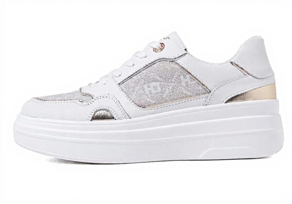 Baskets femme QUEEN HELENA cuir blanc confort casual