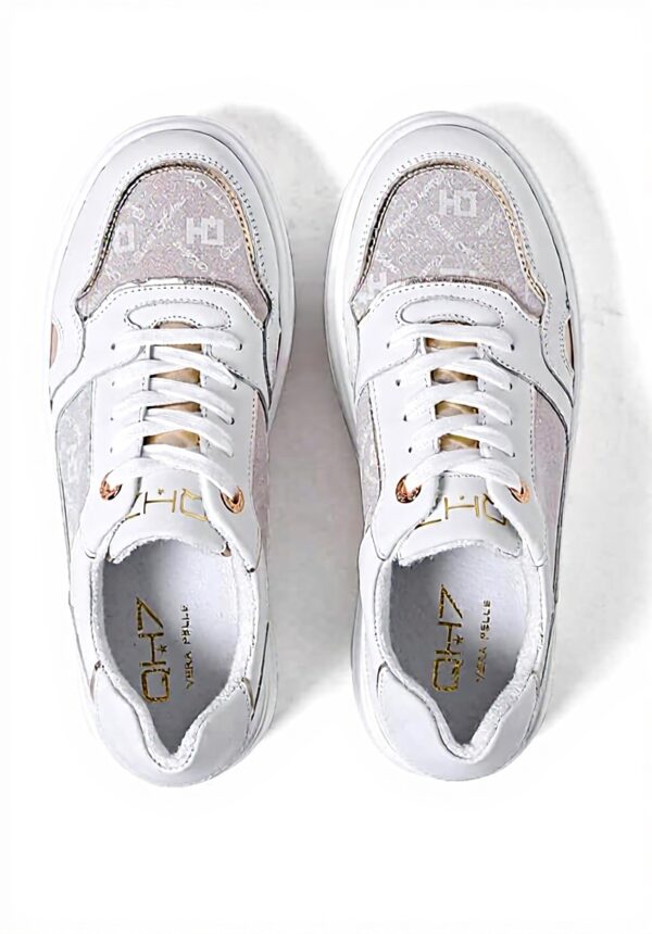 Baskets femme QUEEN HELENA cuir blanc confort casual