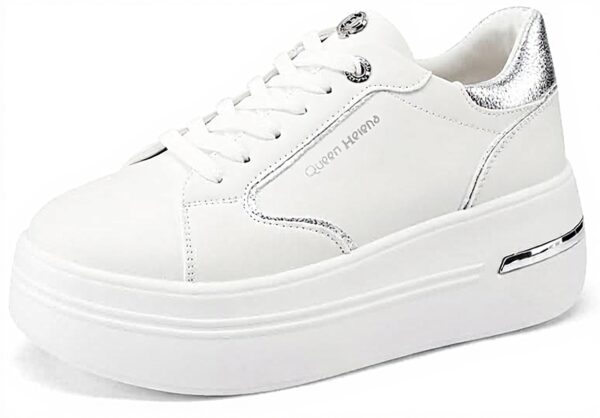 QUEEN HELENA Baskets Platform Femmes Cuir Synthétique Blanc