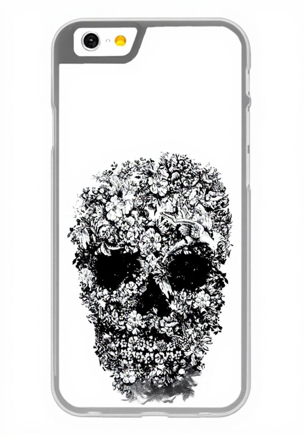 Coque iPhone 6 Alexander McQueen motif crâne fleurs noir