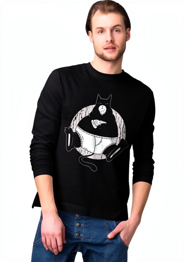 T-shirt chat pizza coton homme design humour taille couleur-0