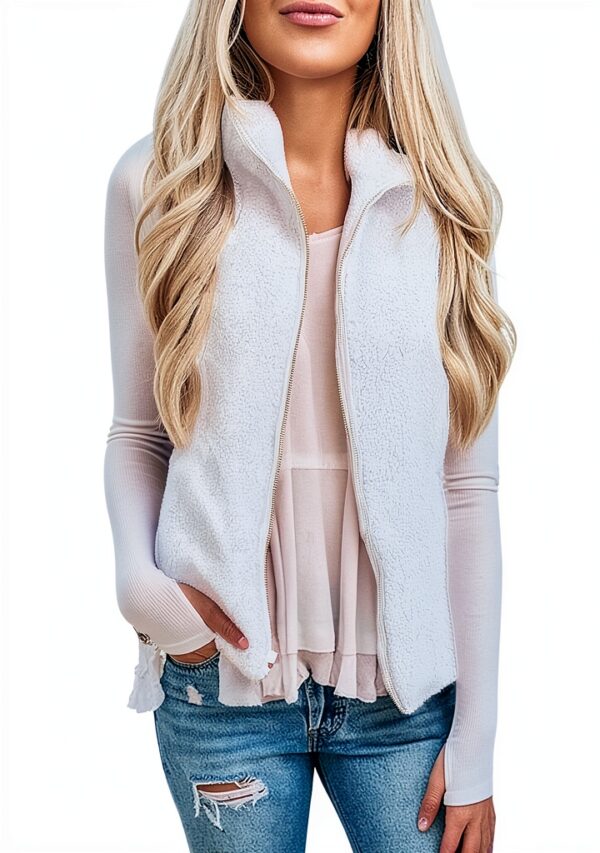Manteau sans manche femme Generic léger chaud cou haut-0