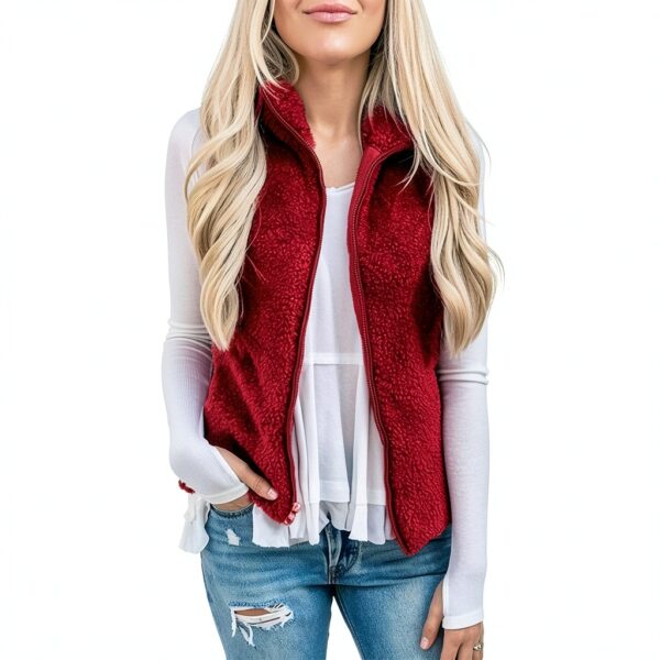 Manteau sans manche femme Generic léger chaud cou haut-2
