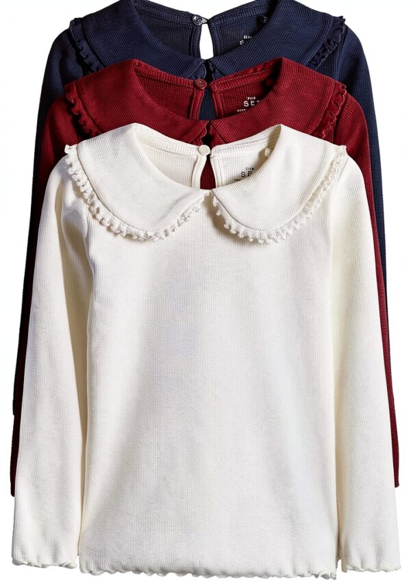 T-shirt fille Next Navy Dark Red Cream essentiels assortis-0