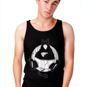 T-shirt Homme Chat Pizza Coton Blanc Noir Gris Tailles S-XXL-0