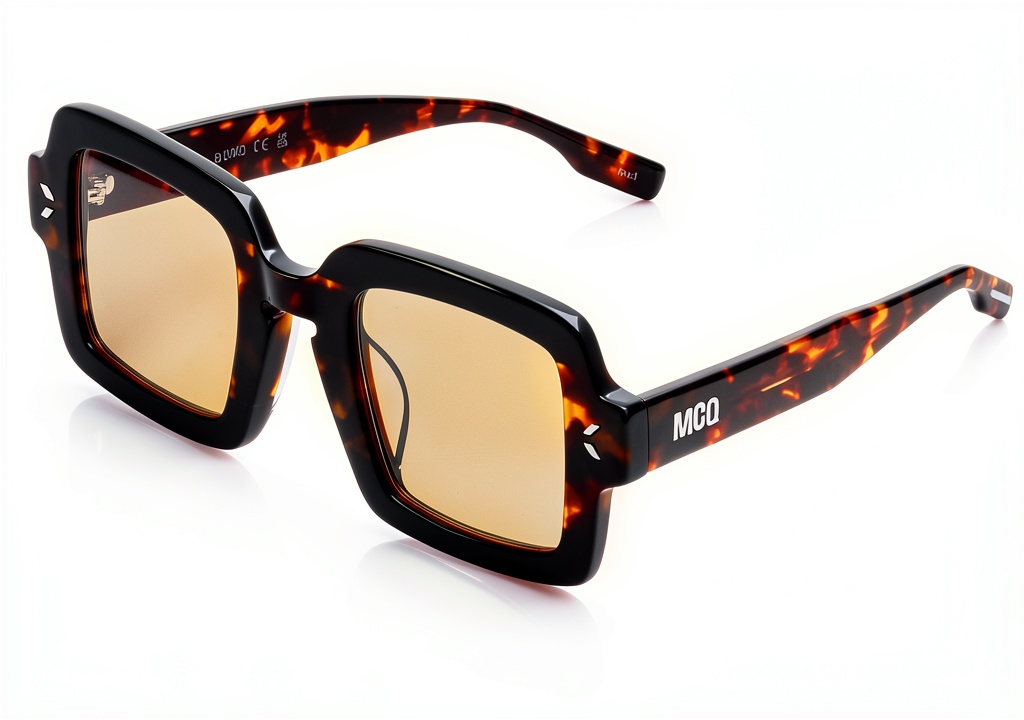 'Lunettes de soleil Alexander McQueen MQ0326S sur un fond neutre'
