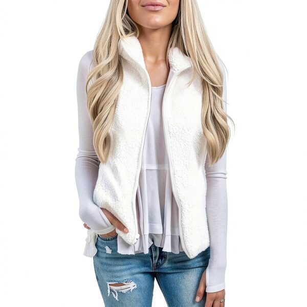 Manteau sans manche femme Generic léger chaud cou haut-2