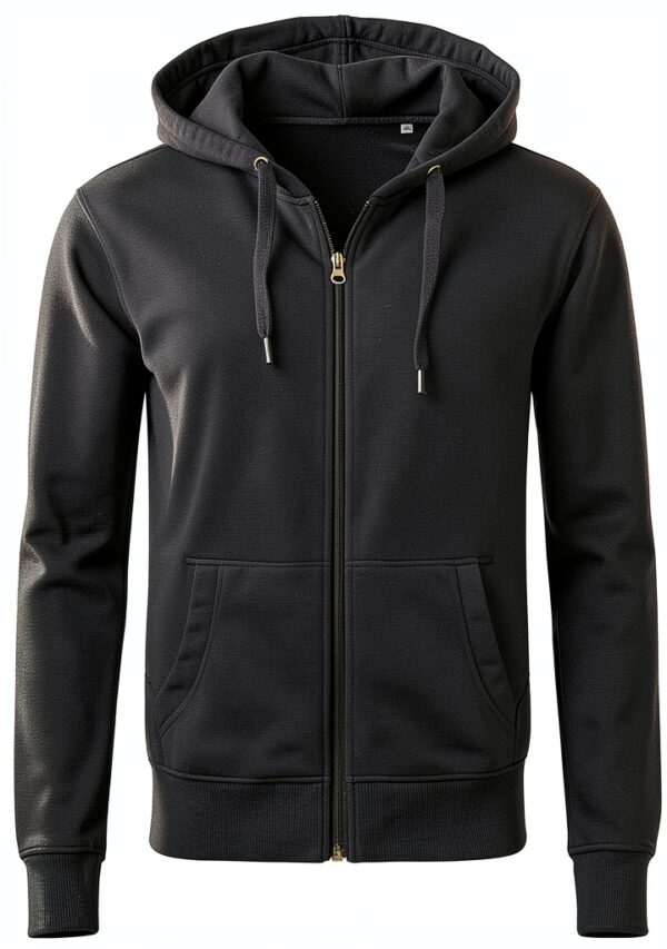 Sweat-shirt à capuche coton noir coupe normale homme-1