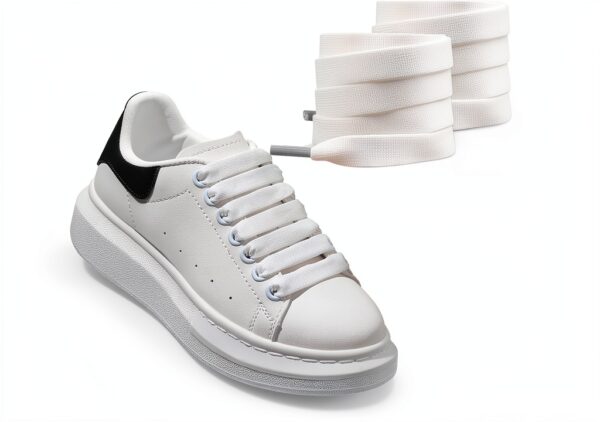 Lacets larges Alexander McQueen style jumbo plat épais blanc