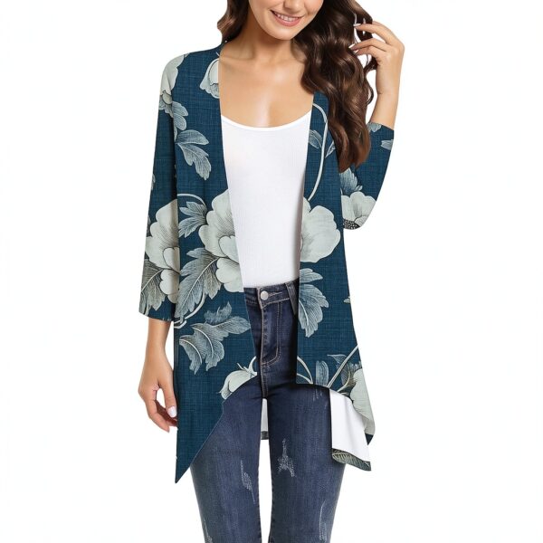gilet femme Cardigan mi saison Imperméable Bleu-4