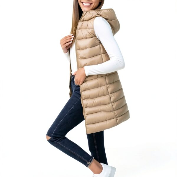 Manteau sans manche femme Generic nylon léger chaud-2