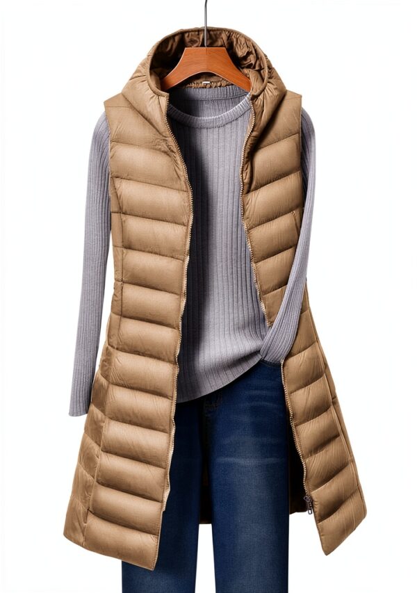 Manteau sans manche femme Generic nylon léger chaud-1