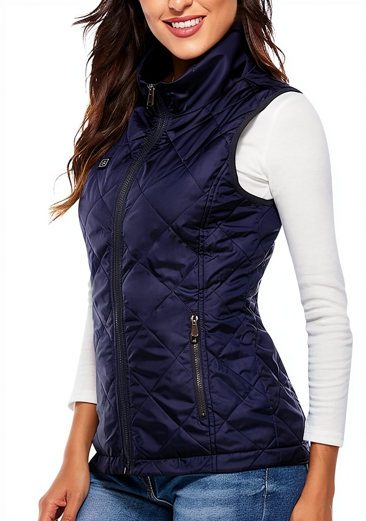 Manteau sans manche femme Bleu XXL sur une femme en plein air