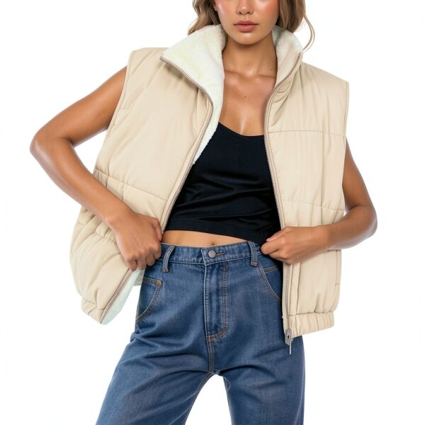 Manteau sans manche femme Generic - Isolation légère, col haut,-2