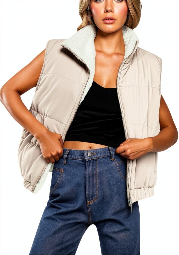 Manteau sans manche femme Generic - Isolation légère, col haut,-0