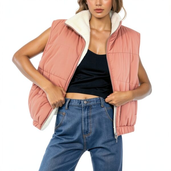 Manteau sans manche Generic femme Isolation légère col haut tailles-2