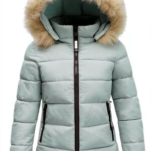 Manteau d'hiver femme matelassé à capuche fourrure - Longueur moyenne-0