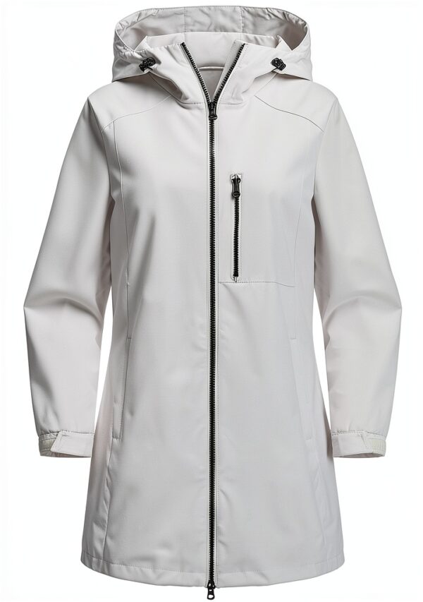 Trench Softshell femme coupe-vent imperméable avec capuche et poches-2