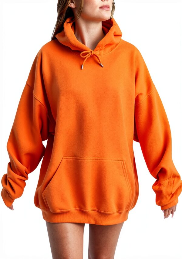 Sweat à capuche surdimensionné pour femme, tendance, décontracté, doublé en polaire, manches longues, épaules tombantes, pull à capuche pour femmes, pull à capuche tendance pour l'automne, tenue unie-0