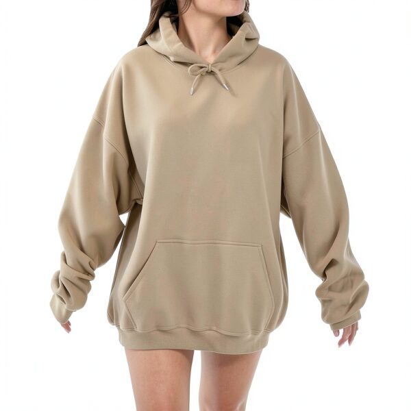 Sweat à capuche surdimensionné pour femme, tendance, décontracté, doublé en polaire, manches longues, épaules tombantes, pull à capuche pour femmes, pull à capuche tendance pour l'automne, tenue unie-1