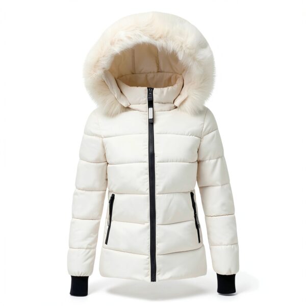Manteau d'hiver femme matelassé à capuche fourrure - Longueur moyenne-2